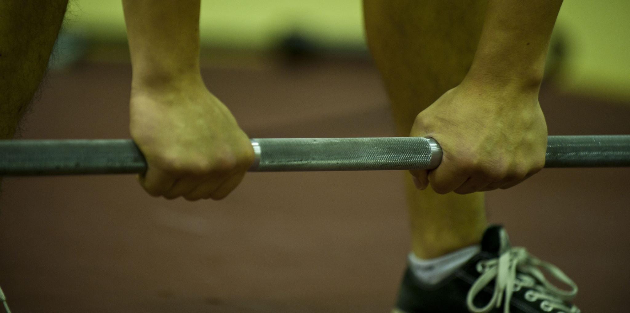 Man prepares to deadlift